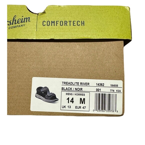 NEW Florsheim Mens Size 14 Tread Lite Black Leather Cushioned River Sport Sandal main image 8